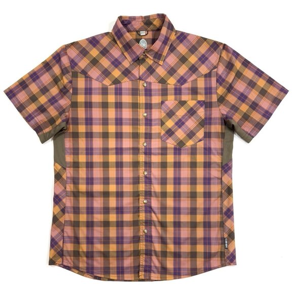 Club Ride Mens New West Shirt Sz Medium Pearl Snap MTB Bike Vented Pockets Plaid - Picture 1 of 13